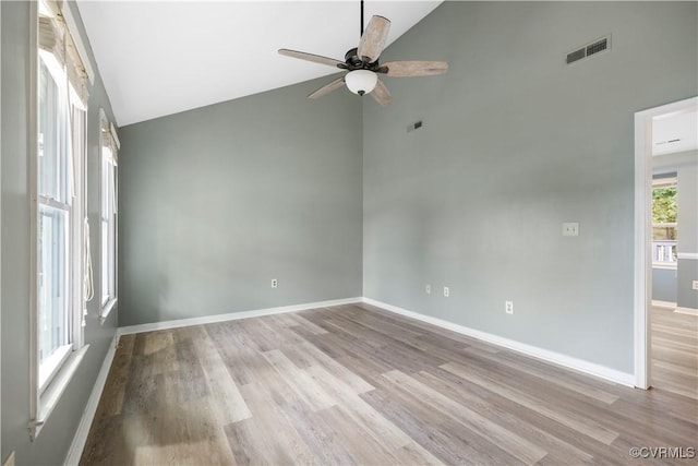 4803 White Manor Ct, Chesterfield, VA 23112 - unfurnished room featuring high vaulted ceiling, a ceiling fan, and wood finished floors