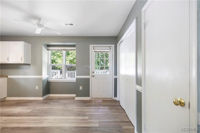 4803 White Manor Ct, Chesterfield, VA 23112 - doorway to outside featuring light wood-style floors and a ceiling fan