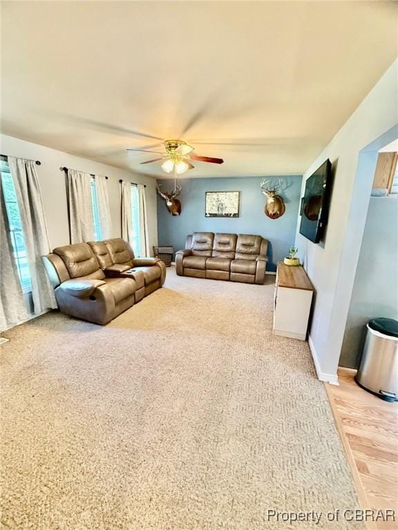 162 Twin Oaks Rd, Water View, VA 23180 - living room with a ceiling fan and light carpet