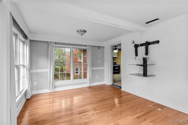 3205 Birchbrook Rd, Henrico, VA 23228 - spare room featuring light wood-type flooring, crown molding, and ceiling fan