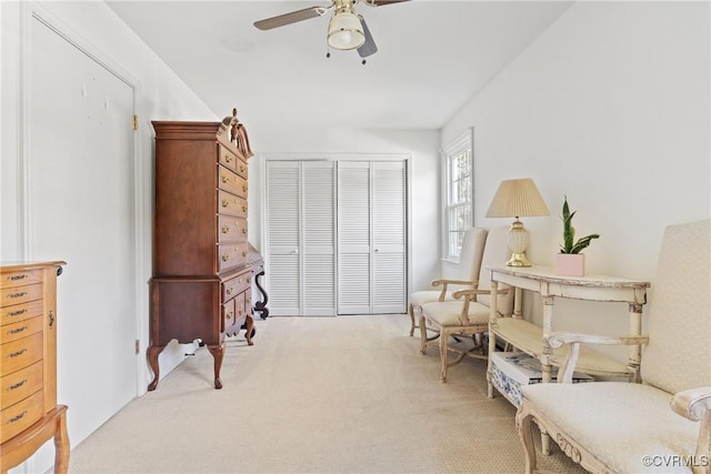 3601 Egan Rd, Chesterfield, VA 23832 - sitting room with light colored carpet and a ceiling fan