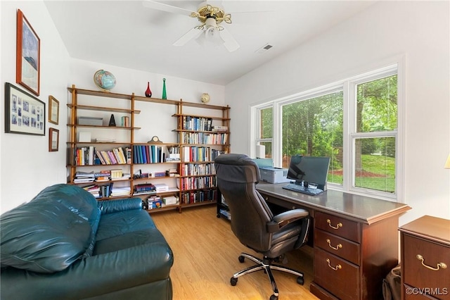 9316 Crossover Dr, Mechanicsville, VA 23116 - office area with ceiling fan and light wood-type flooring
