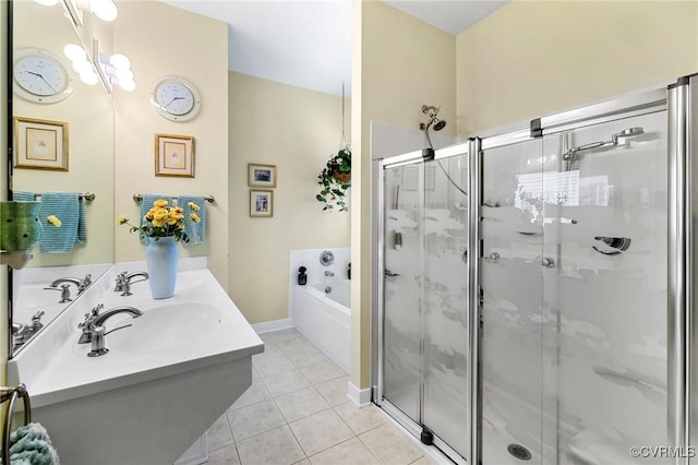 9316 Crossover Dr, Mechanicsville, VA 23116 - full bath featuring a garden tub, a shower stall, tile patterned floors, and vanity