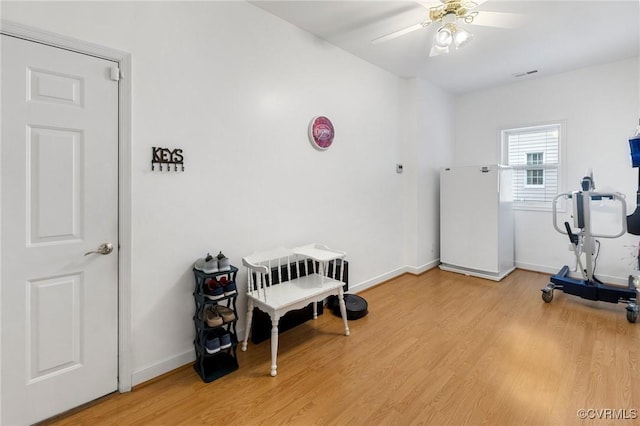 9316 Crossover Dr, Mechanicsville, VA 23116 - misc room with light wood-style floors and a ceiling fan