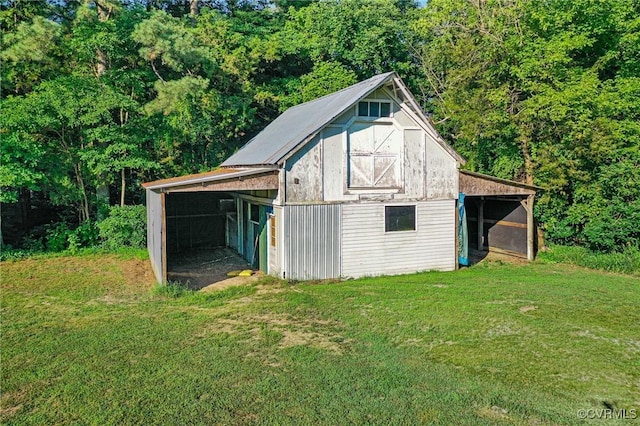 5994 Canterbury Rd, Walkerton, VA 23177 - view of barn with a yard and a wooded view
