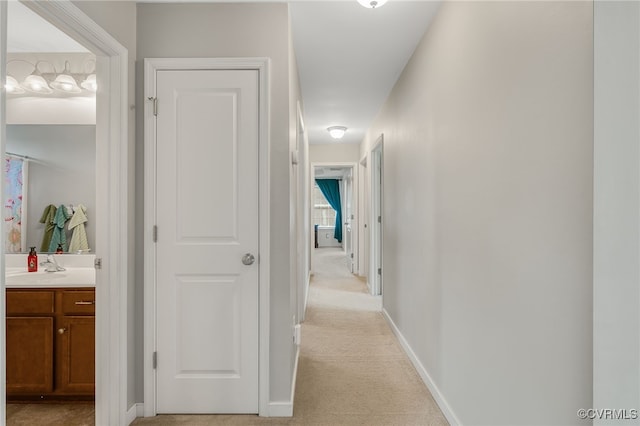 14919 Bayfront Pl, Midlothian, VA 23112 - corridor with light carpet and baseboards