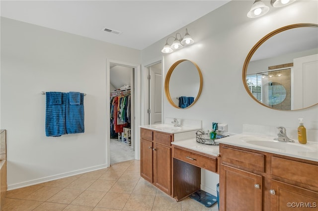 14919 Bayfront Pl, Midlothian, VA 23112 - full bathroom with a shower stall, vanity, tile patterned floors, and a walk in closet