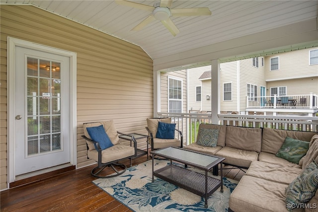 14919 Bayfront Pl, Midlothian, VA 23112 - sunroom / solarium with an outdoor living space, lofted ceiling, and ceiling fan
