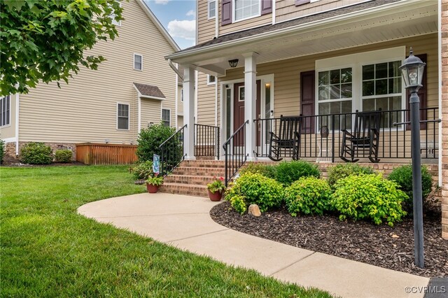 14919 Bayfront Pl, Midlothian, VA 23112 - doorway to property featuring a lawn and a porch