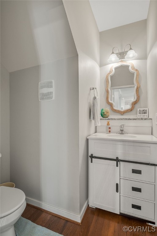 14919 Bayfront Pl, Midlothian, VA 23112 - half bathroom featuring wood finished floors and vanity