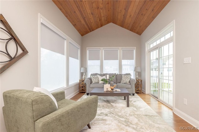 5024 Rivermere Ln, Glen Allen, VA 23059 - living area with wooden ceiling, light wood-style flooring, and lofted ceiling