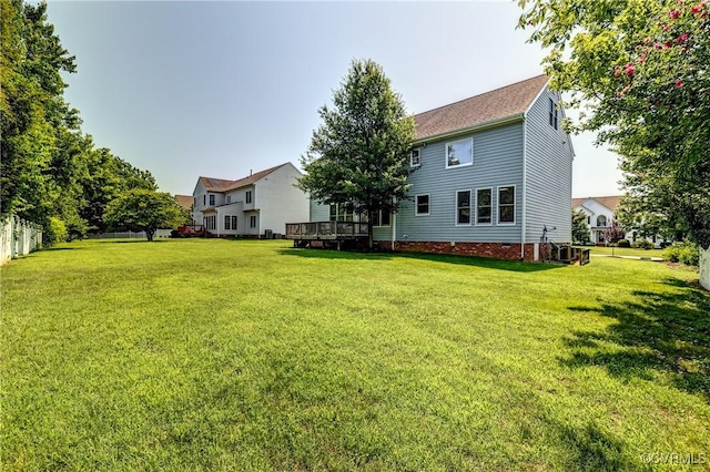 5408 Woolshire Dr, Glen Allen, VA 23059 - rear view of house featuring a yard, a deck, and crawl space