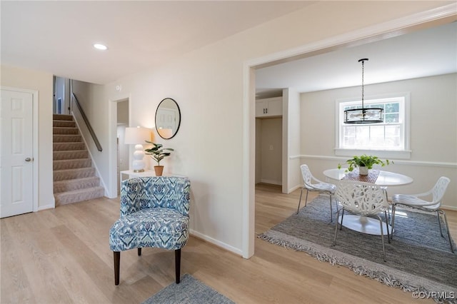 4205 W End Dr, Henrico, VA 23294 - living area featuring stairway, light wood-style flooring, and recessed lighting