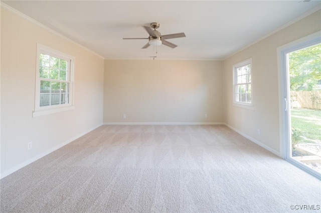 4205 W End Dr, Henrico, VA 23294 - unfurnished room with ornamental molding, a ceiling fan, and light carpet
