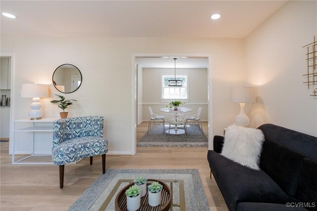 4205 W End Dr, Henrico, VA 23294 - living room with wood finished floors, recessed lighting, and a chandelier