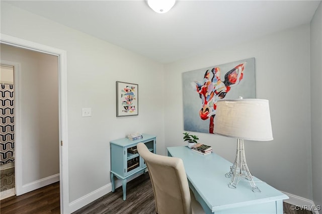 9286 Hungary Rd, Glen Allen, VA 23060 - home office with dark wood-style flooring and baseboards