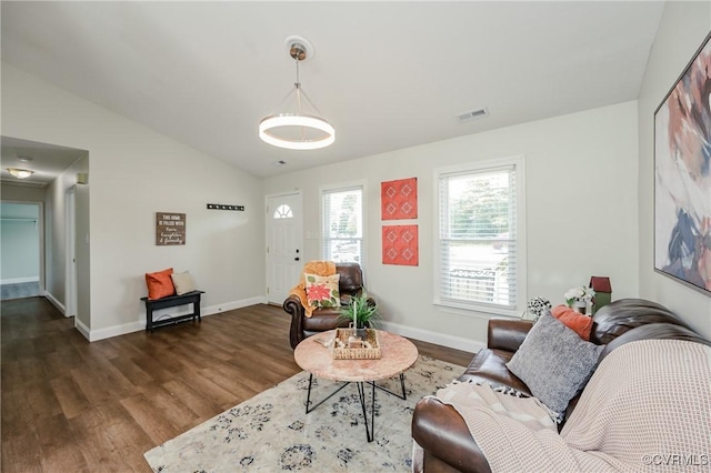 9286 Hungary Rd, Glen Allen, VA 23060 - living room with dark wood-style floors and lofted ceiling