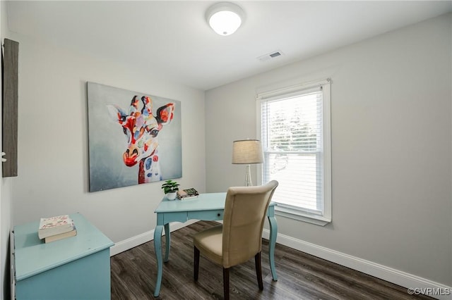 9286 Hungary Rd, Glen Allen, VA 23060 - office featuring baseboards and dark wood finished floors