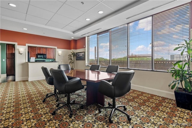 1101 Haxall Pt Unit U712, Richmond, VA 23219 - home office with a raised ceiling, recessed lighting, and carpet flooring