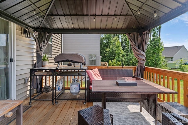 7012 Hapsburg Ct, Henrico, VA 23231 - wooden deck with a gazebo and outdoor dining space