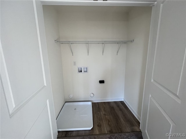 4913 Bailey Woods Ln, Midlothian, VA 23112 - washroom with hookup for an electric dryer, dark wood-style floors, and washer hookup