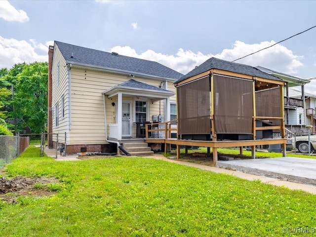 3303 Woodrow Ave, Richmond, VA 23222 - view of front of house featuring a chimney and a wooden deck