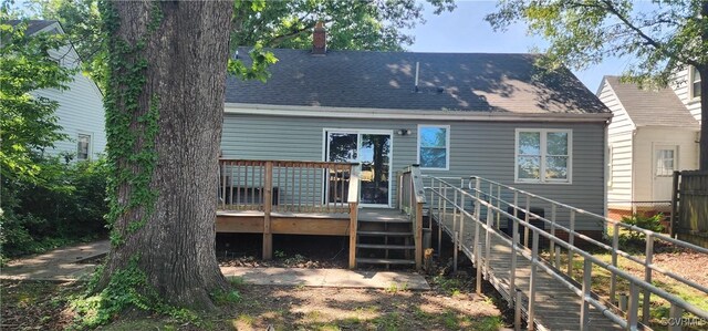 3908 Decatur St, Richmond, VA 23224 - rear view of property featuring a wooden deck and stairs