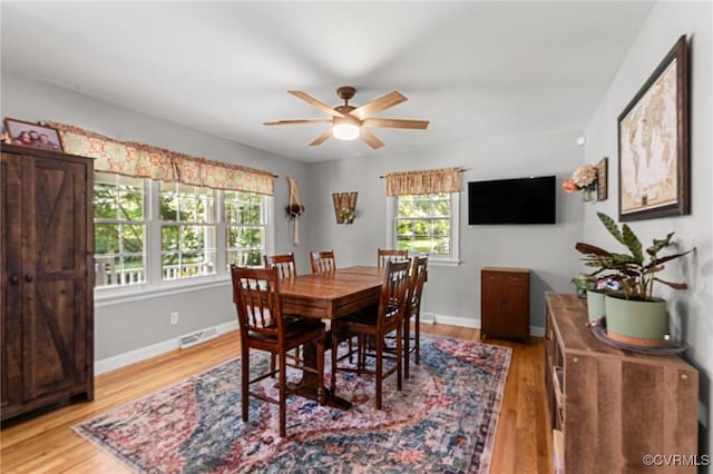 1200 Hybla Rd, Richmond, VA 23236 - dining area featuring ceiling fan and light wood-type flooring