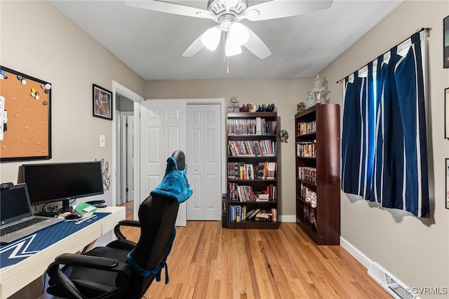 1200 Hybla Rd, Richmond, VA 23236 - office with ceiling fan and light wood finished floors