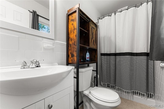 1200 Hybla Rd, Richmond, VA 23236 - full bath with vanity, tile walls, and a shower with curtain