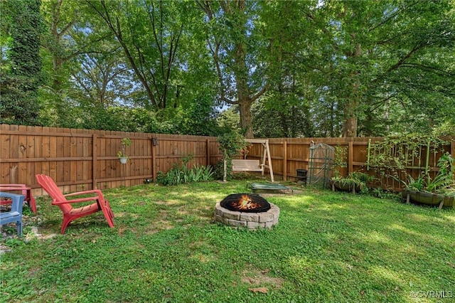 1200 Hybla Rd, Richmond, VA 23236 - fenced backyard with a fire pit