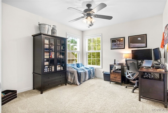 14942 Bridge Spring Dr, Midlothian, VA 23113 - carpeted home office featuring baseboards and ceiling fan
