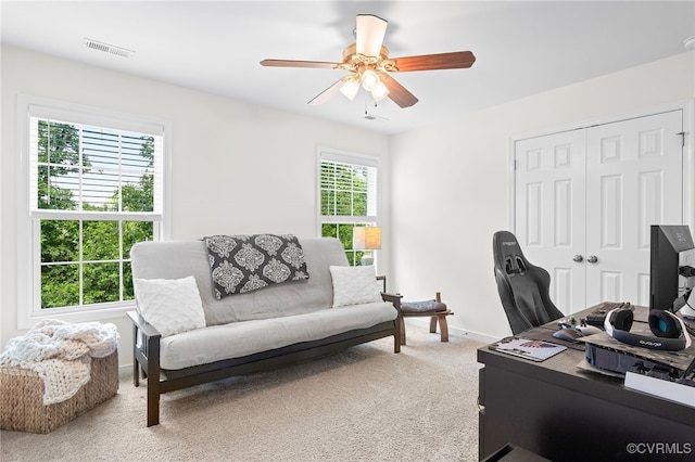 14942 Bridge Spring Dr, Midlothian, VA 23113 - office featuring carpet flooring and a ceiling fan
