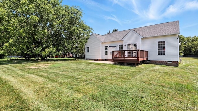 3208 Warm Springs Way, Henrico, VA 23223 - rear view of house with crawl space, a deck, and a yard
