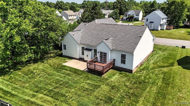 3208 Warm Springs Way, Henrico, VA 23223 - rear view of property with a deck, roof with shingles, a lawn, and a residential view