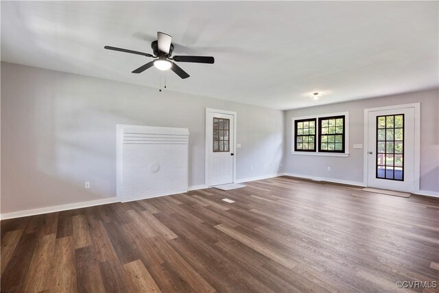 10324 Lamore Dr, Disputanta, VA 23842 - empty room featuring dark wood finished floors and a ceiling fan