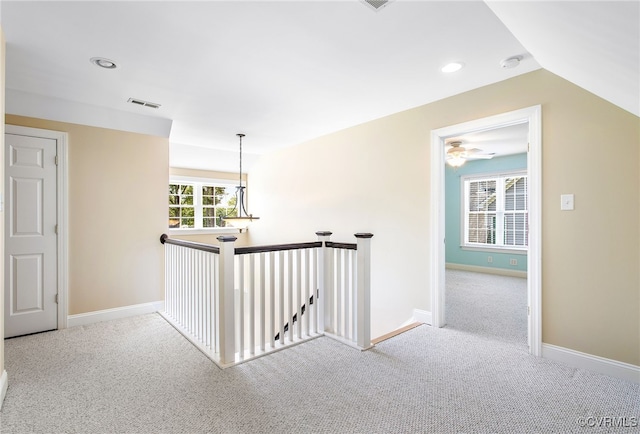 1204 Bowden Rd, Henrico, VA 23229 - hall with carpet, an upstairs landing, and recessed lighting