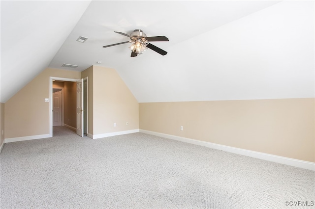 1204 Bowden Rd, Henrico, VA 23229 - additional living space featuring light carpet, a ceiling fan, and vaulted ceiling