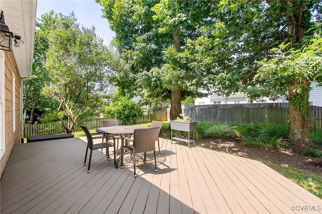 1204 Bowden Rd, Henrico, VA 23229 - wooden deck with a fenced backyard and outdoor dining area