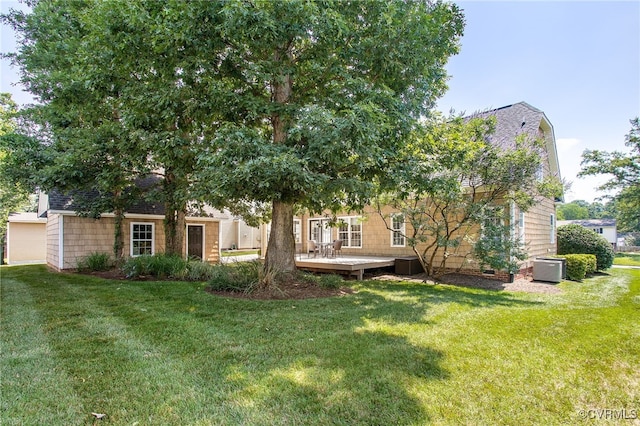 1204 Bowden Rd, Henrico, VA 23229 - back of house featuring a wooden deck, a lawn, and a shingled roof