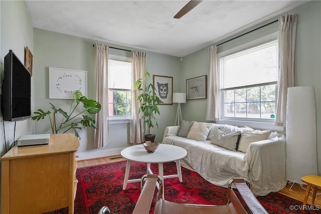 202 Larne Ave, Richmond, VA 23224 - living area with wood finished floors, plenty of natural light, and ceiling fan