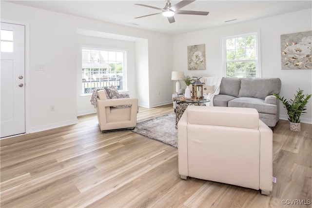 25713 Simmons Ave, North Dinwiddie, VA 23803 - living room featuring light wood-style flooring and ceiling fan