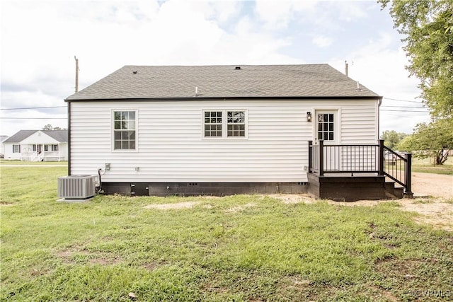 25713 Simmons Ave, North Dinwiddie, VA 23803 - rear view of house with a lawn, roof with shingles, and crawl space