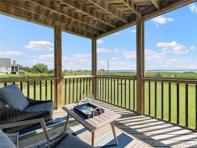 621 Fort Lowry Ln, Dunnsville, VA 22454 - wooden terrace with a lawn