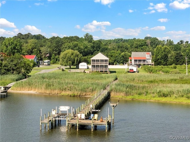 621 Fort Lowry Ln, Dunnsville, VA 22454 - dock area featuring a water view and a wooded view
