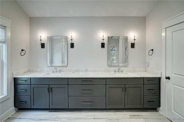 2500 Madison Station Ct, Henrico, VA 23233 - full bath with double vanity, wood finished floors, and a shower