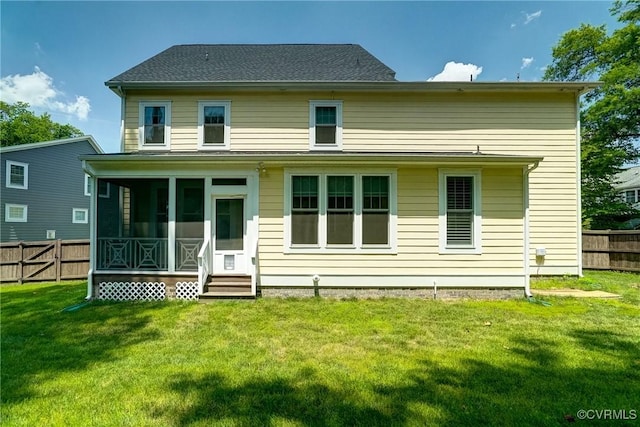 2500 Madison Station Ct, Henrico, VA 23233 - back of house with a fenced backyard, a sunroom, and entry steps