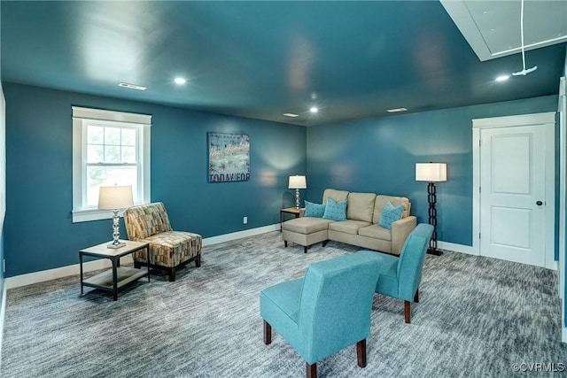 2500 Madison Station Ct, Henrico, VA 23233 - living room featuring attic access, recessed lighting, and carpet floors