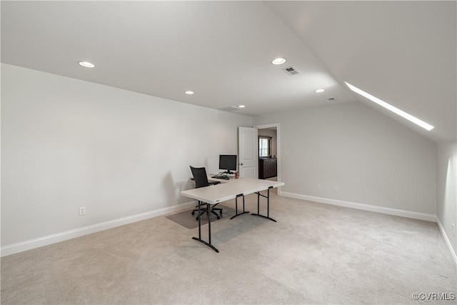 4754 Wormleys Ln, Mechanicsville, VA 23116 - office with light colored carpet, recessed lighting, and vaulted ceiling