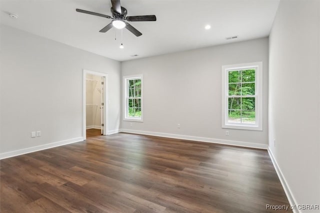 5883 Mill Race Pl, Gloucester, VA 23061 - spare room featuring dark wood-type flooring, a ceiling fan, a smoke detector, and recessed lighting